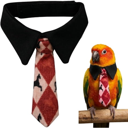 Adjustable Bird Collar Fashion Necktie for Small Medium Birds Cockatoo African Grey Lovebird Quaker Conure Bow Tie Scarf Super Cute Costume Photo Prop for Parrots