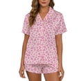 thumbnail image 2 of Vibrex Pajamas for Women Set Plus Size Women’s Fashion Print Lapel Button Drawstring Short Sleeves And Shorts Pajama Sets Pajamas Set Oversized 2 Piece Outfits, 2 of 6