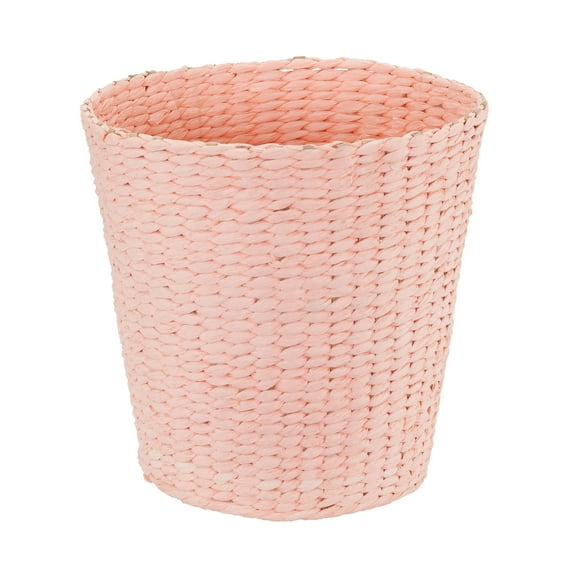 Household Essentials Wicker Waste Basket, Pink Waste Bin for Bathroom, Bedroom, Office