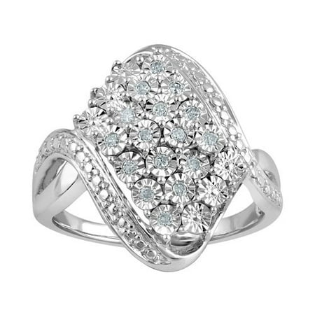 1/10 Carat T.W. Diamond Sterling Silver Cluster Fashion Ring