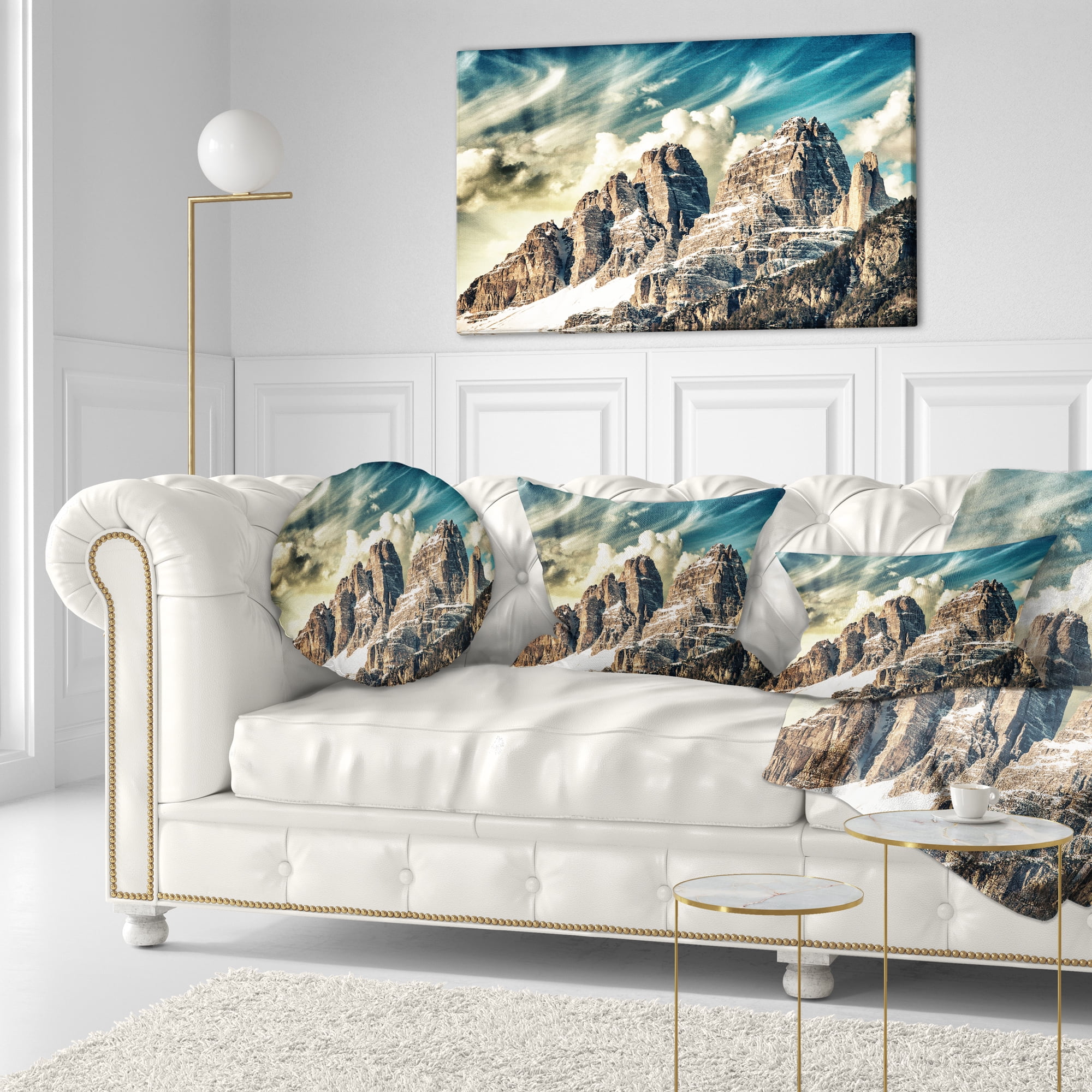 Designart High Peaks of Dolomites - Landscape Photo Throw Pillow - 12x20