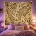 thumbnail image 2 of Fantasy World Map with Galleons and Compass Rose on Parchment, Adventurous Vintage for Ocean Lovers, Nautical Cartography Art, Housewarming Gift Tapestry Wall Hanging for Living Room and Bedroom, 2 of 7