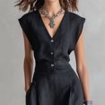 thumbnail image 2 of Morttic Women's Elegant Button Front Sleeveless V-Neck Maxi Dress – Boho Summer Beach Casual Vacation Dress with Side Pockets Black，S, 2 of 4
