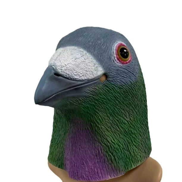 Disfraz de cosplay realista de color verde paloma con máscara de cabeza de animal