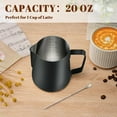 thumbnail image 4 of chalian-Milk Frothing Pitcher, 20oz Milk Frother Cup with Clear Scale, 304 Stainless Steel Cappuccino Espresso Machine Accessories for Barista Coffee Bar with Latte Art Pen, Black, 4 of 13