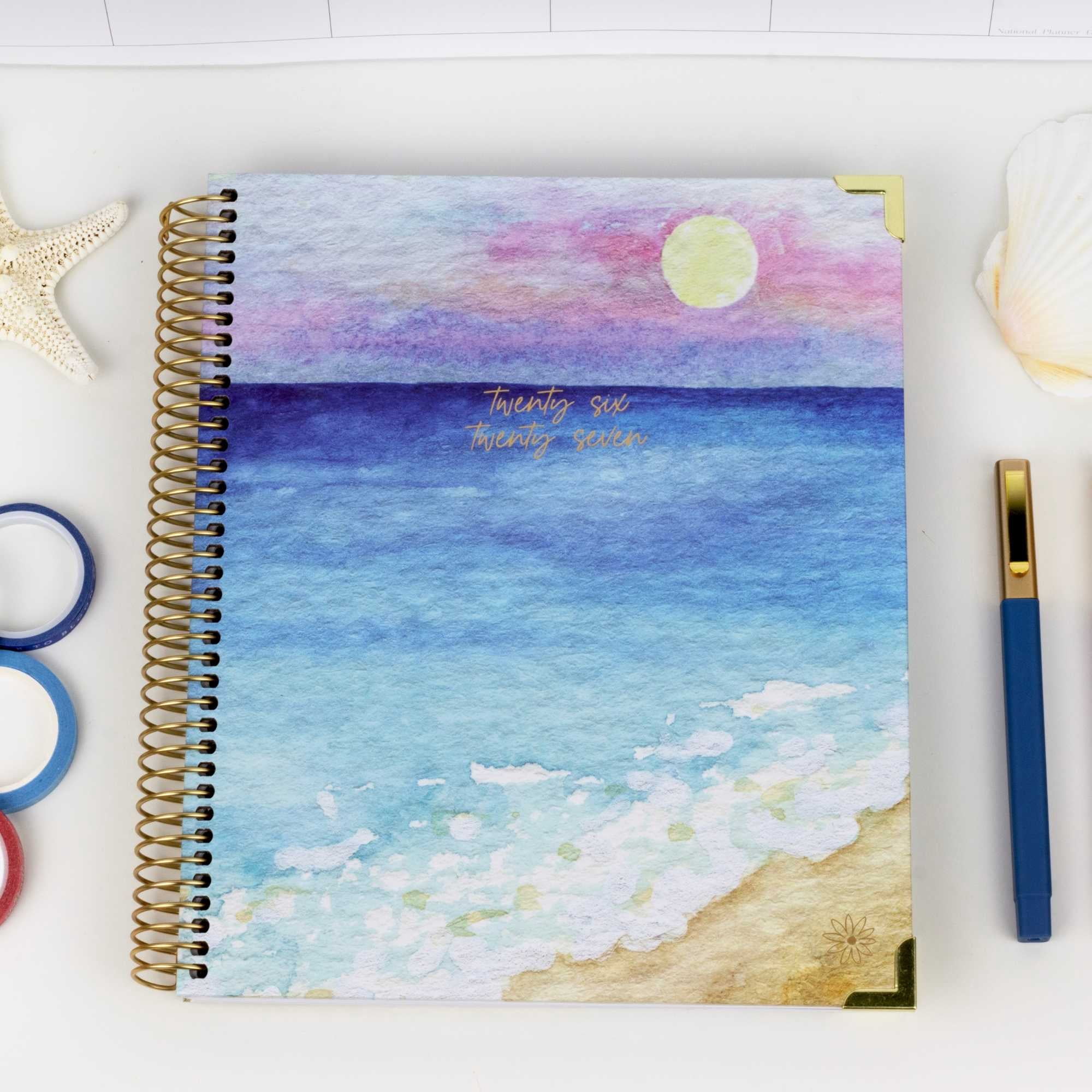 bloom daily planners 2026-2027 Academic Goal & Vision Planner, 13-Month Monthly & Weekly Hard Cover, 7.5" x 9", Coastal Calm