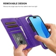 thumbnail image 3 of Funda tipo cartera desmontable Bocasal para iPhone 16 Pro de 6,3 pulgadas, color morado, 3 of 9