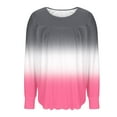 thumbnail image 4 of Heisall Womens Plus Size Tops Long Sleeve Round Neck Loose Casual Ombre T-Shirts Home Daily Wear, 4 of 6