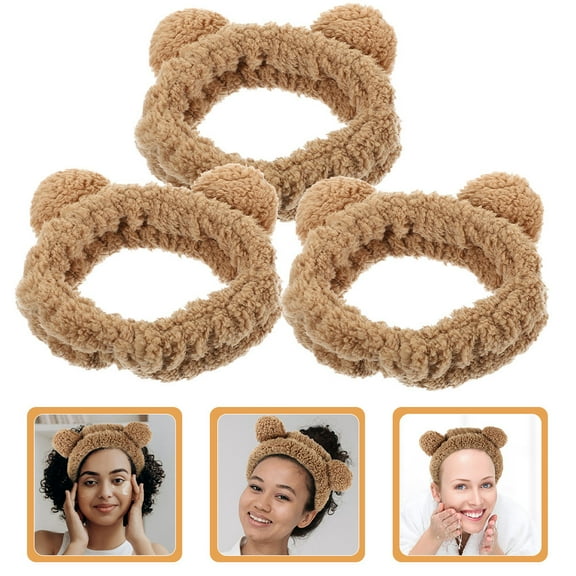 CTIRCHIU bear ears makeup headband khaki 3Pack