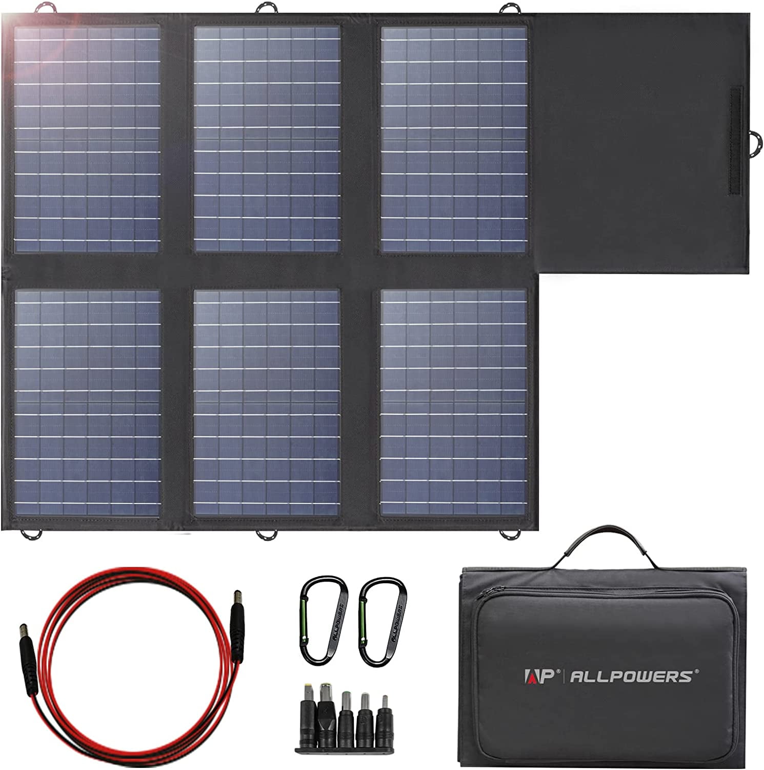 ALLPOWERS 60W Foldable Solar Panel Charger, 18V USB-C & USB-A Output, IP67 Waterproof for Power Station, Generator, Laptop, Phone, Portable Solar Panel for Camping & Outdoor Use