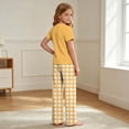 thumbnail image 5 of ITSAME Girls Outfits 2-Piece Crewneck T-Shirt and Plaid Pants Kids Casual Home Clothes Set Yellow Size 3T, 5 of 9