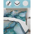 thumbnail image 4 of Teal Blue Marble Twin Size Down Alternative Comforter, Lightweight Comforter Quilt Bedding Set with Pillow Shams Abstract Artwork Aesthetic All Seasons Bed Comforter Duvet Insert 68"x86", 4 of 7