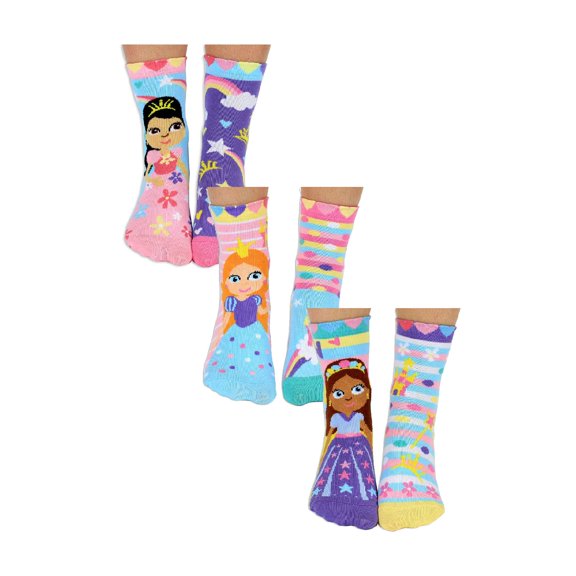 United Odd Socks - 6 Pack Girls Cute Novelty Princess Odd Socks in a Gift Box