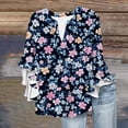 thumbnail image 2 of Womens Long Sleeve Shirts Summer 3/4 Sleeve Half Button Down V Neck Casual Shirts for Women, 2 of 4