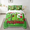 thumbnail image 2 of Homewish Funny Green Cucumber 7 Pieces Bedding Comforter Set,Kids Pickleball Game Full Bedding Set,Sport Theme Fitted Sheet Flat Sheet For Boys Kids,Microfiber Bedroom Decor Reversible, 2 of 8