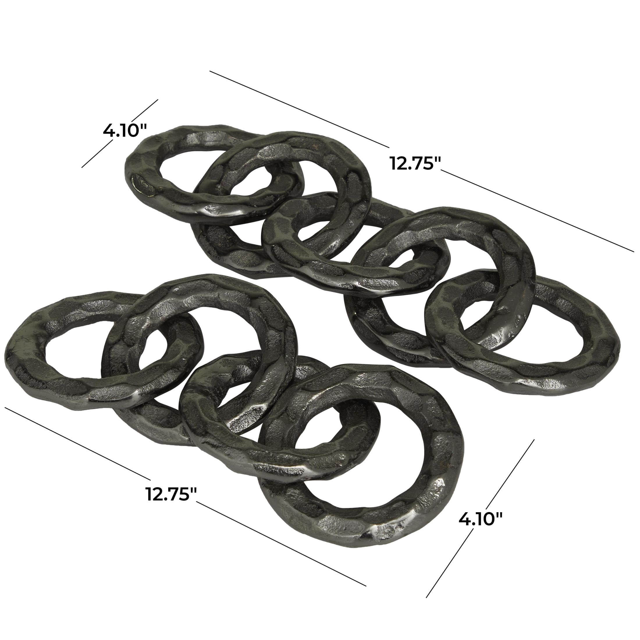 13"W, 2"H Black Aluminum Metal Chain Sculpture, by CosmoLiving by Cosmopolitan (2 Count)
