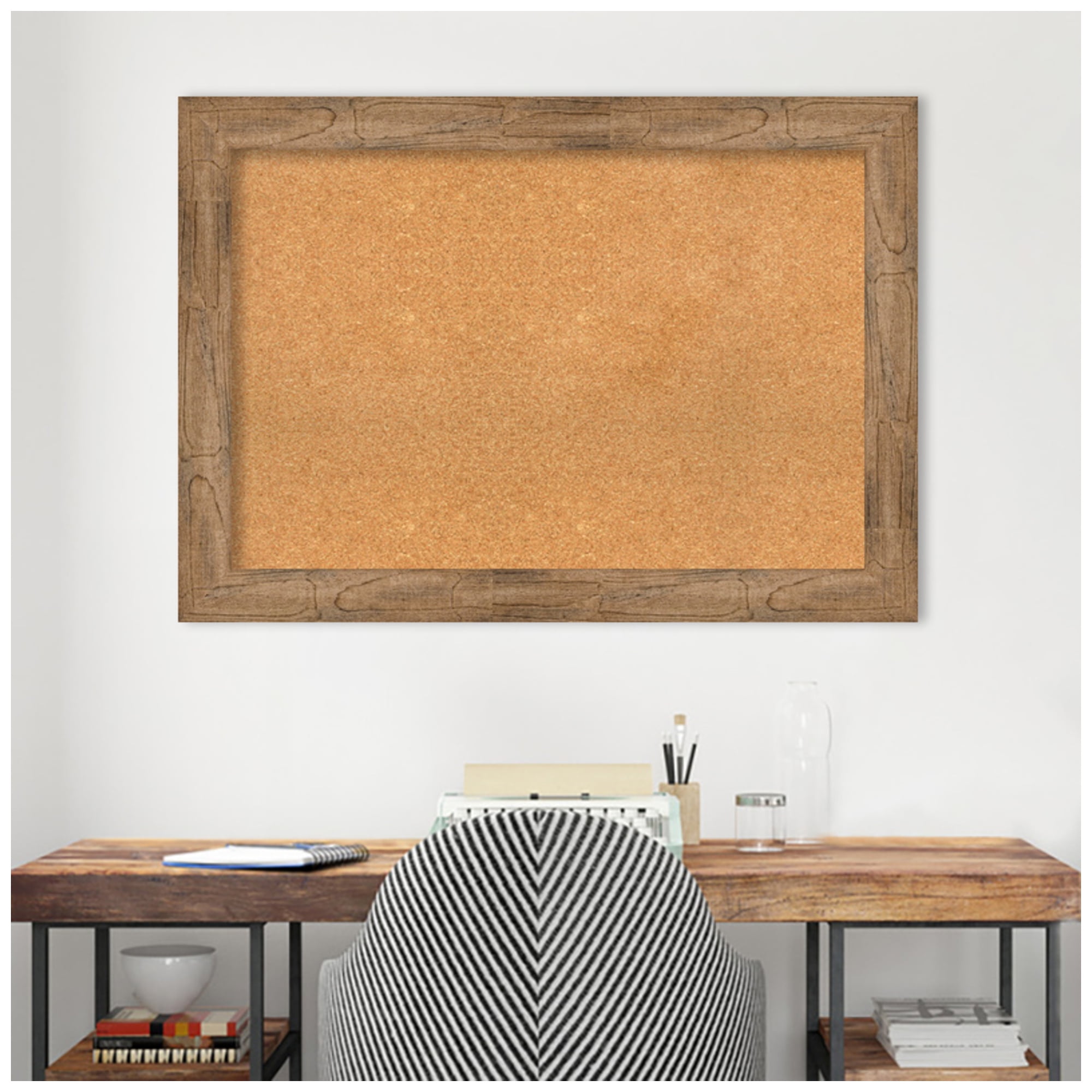 Amanti Art Natural Cork Board Wood Framed Owl Brown Bulletin Board 42 in. x 30 in.