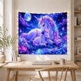 thumbnail image 5 of Pair Unicorns Adult With Smaller Foal Nestled Together, Mystical Fantasy for Space Lovers, Galaxy Room Decor, Mother's Day Gift, Tapestry Wall Hanging for Bedroom and Dorm, 5 of 7