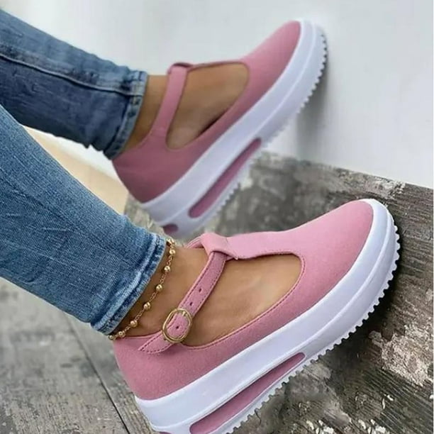 Sandalias de verano para mujer, cómodas, con parte inferior gruesa, con correa en el tobillo, zapatos casuales de playa, poco profundos Wmkox8yii shjk2276