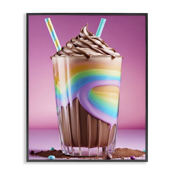 Stupell Industries Eclectic Rainbow Hued Milkshake Black Framed Giclee Art, 11 x 14, by Tabz Jones