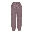 thumbnail image 5 of Summer Saving Wycnly on Sale Cropped Pants for Women Womens Cropped Pants Fashion Classic Plaid Print Loose Irregular Straight Leg Trousers Casual Cotton Linen Elastic Waist Crop Pants with Pockets, 5 of 6
