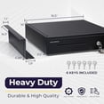 thumbnail image 2 of Volcora Manual Push Open Cash Register Drawer with Under Counter Mounting Metal Bracket - 16" Black Front Touch Panel Cash Drawer for POS, Partial Removable 5 Bill 8 Coin Tray, Key-Lock, 2 of 7