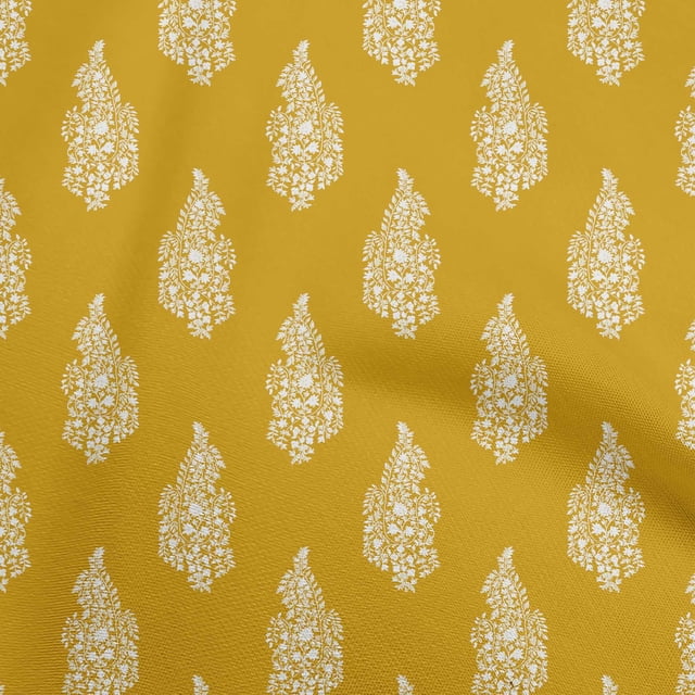 oneOone Rayon Yellow Fabric Block Craft Projects Decor Fabric Printed By The Yard 56 Inch Wide-VG