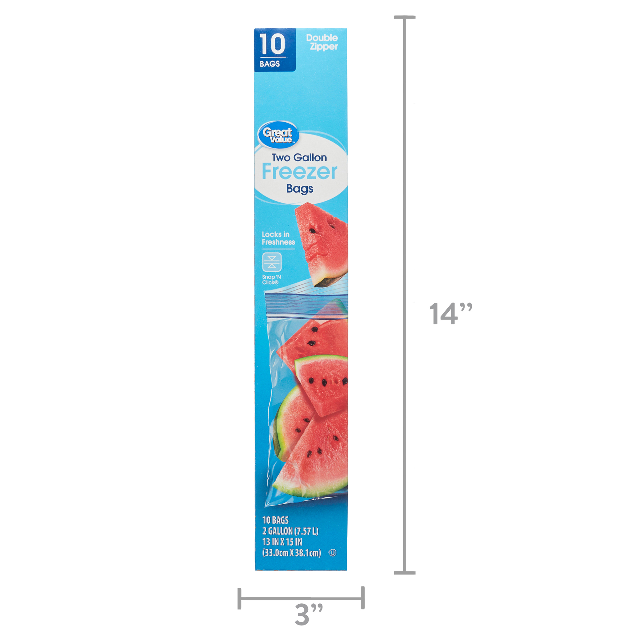 Great Value Double Zipper 2 Gallon Freezer Bags, 40 Count photo 3