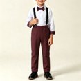 thumbnail image 6 of Xdegoge Toddler Boys formal Suit Clothes Set Long Sleeve Button Down Dress Shirt with Bowtie and Suspender Pants Gentleman Outfit for Wedding Party, 6 of 9