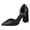 Black, variant on on Sandals Women 2024 Spring Fashion Versatile High Heel Square Heel Pointed Hollow Sandals Black 39