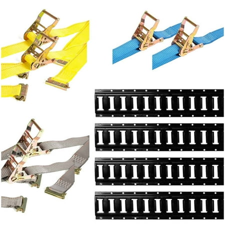 

DC Cargo Mall E Track Tie-Down Kit - 10 Pieces: 5 ft Black E Track Rails & E Track Ratchet Straps