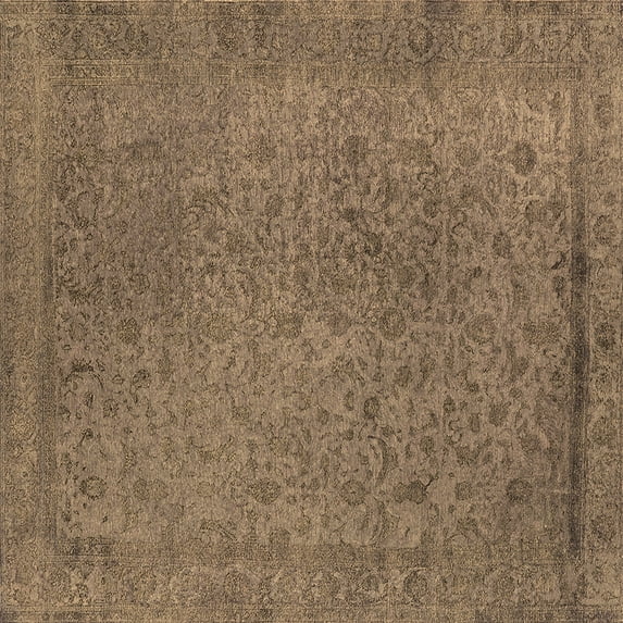 Ahgly Company Indoor Square Oriental Brown Industrial Area Rugs, 8' Square