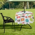 thumbnail image 7 of Coolnut 60" Polka Dots Round Tablecloth, Waterproof Spillproof Polyester Fabric Table Cover with Zipper Umbrella Hole for Outdoor Patio Garden Dining Party, 7 of 7