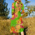 thumbnail image 3 of Robe Évasée Florale à Col Carré Élégante Mode Féminine Imprimée Robe Florale à Fleurs, 3 of 5