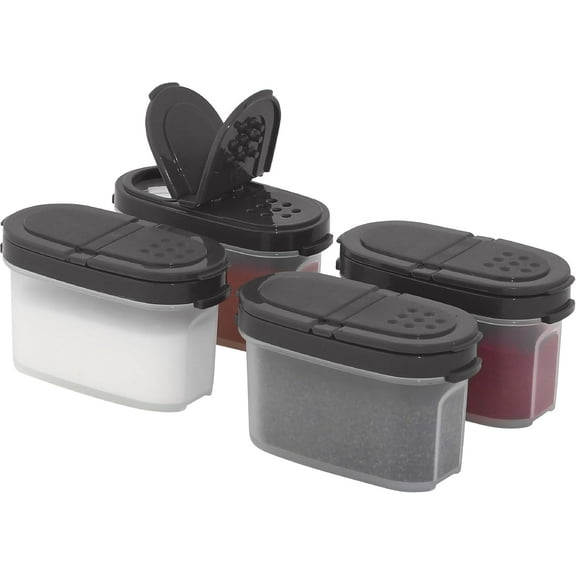Signora Ware Mini Spice Jars with Shaker Lids Refillable Seasoning Containers, 4-Pack Black Small