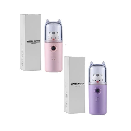

New Cartoon Cute Pet Water Replenishment Instrument Spray Instrument Face Steamer Handheld USB Charging Mini Humidifier 2PCS Night Routine Skin Care Self Made Slushy Dry Brush Massage Facial Dry Brush