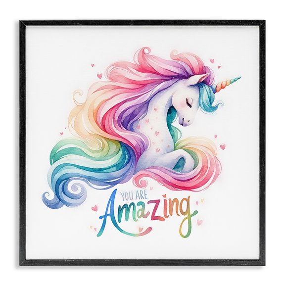 Stupell Industries Eclectic You Are Amazing Unicorn Black Framed Giclee Art, 12 x 12, by Amanda Greenwood