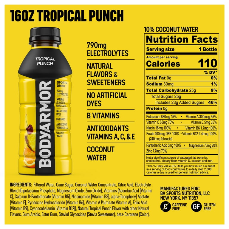 BODYARMOR Tropical Punch Sports Drink, 16 fl oz, 12 Pack photo 8