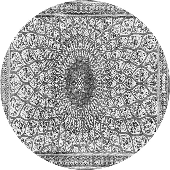 Ahgly Company Indoor Round Medallion Gray Traditional Area Rugs, 4' Round