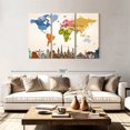 thumbnail image 2 of Elephant Stock Vintage Hues World Map Wall Art - Horizontal Multi Panel Canvas - Living Room Wall Decor - Map Multi Panel - Blue And Yellow Decor - 74" x 48", 2 of 4