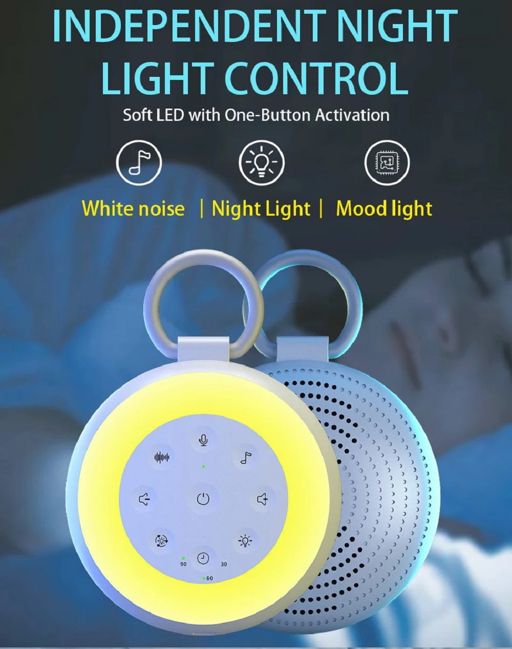 Tancola Portable   White Noise Sound Machine with 24 Relaxing Sounds, Adjustable Night Light for Baby & Adults