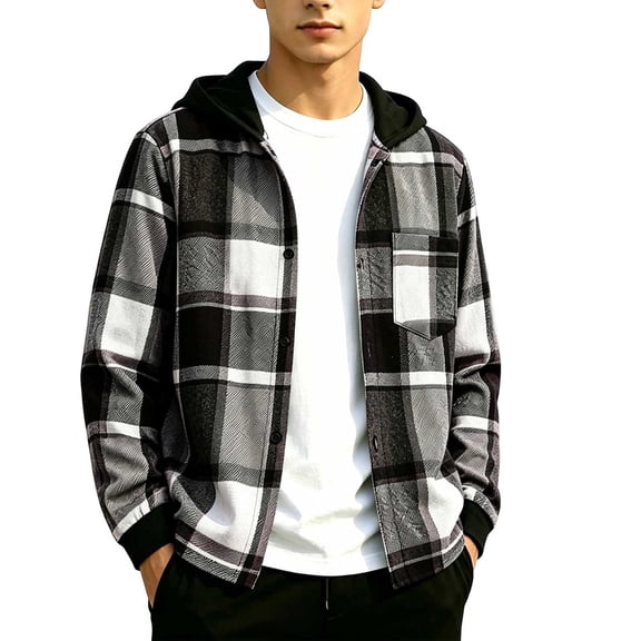 Zpanxa Boys Hooded Plaid Flannel Shirt Jacket Zip Up Long Sleeve with Chest Pocket Casual Fall Winter Outwear Boys Winter Coat