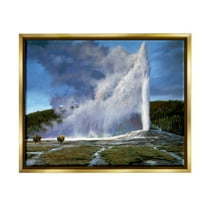 Stupell Industries Old Faithful Geyser Landscape Landscape Photography Gold Floater Framed Art Print Wall Art