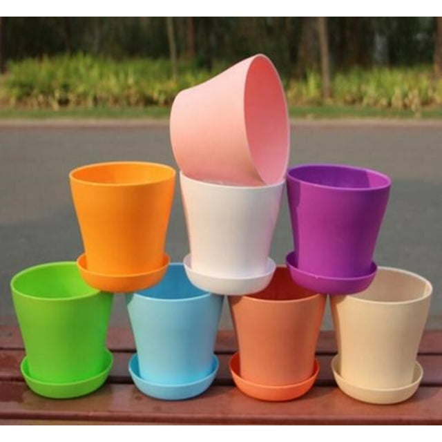 8 Pcs Pots de Pépinière en Plastique de 4 Pouces, Réutilisables pour Semis de Plantes, Pots de Démarrage de Semences avec Palette, 8 Couleurs