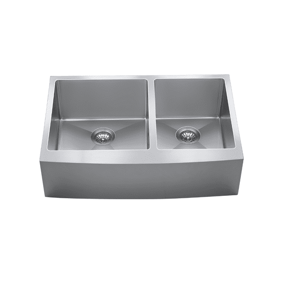 Apron Front Double Bowl Kitchen Stainless Steel Sink with Strainer