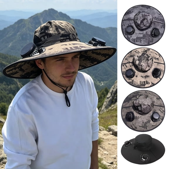 Rodiuiu Solar Fan Hat with Dual Rechargeable Fans Design Wear-Resistant Sun Protection Hat for Outdoor Cooling Cap