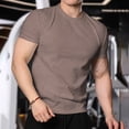 thumbnail image 1 of Ceisia Men's Slim Fit Crew Neck Short Sleeve T-Shirt High Stretch German Velvet Athletic Top Coffee S Gifts, 1 of 5