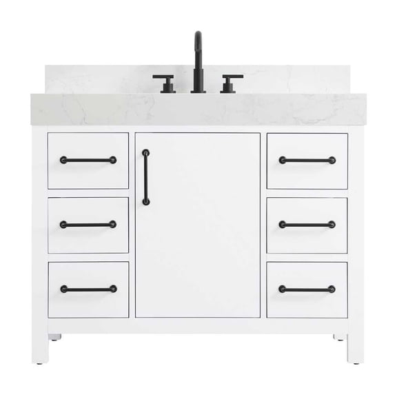 Elegant Kitchen and Bath 42 inch Single Bathroom Vanity In White with backsplash