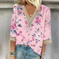 thumbnail image 2 of Boho Tops for Women Fall Tops Trendy Boho Fall 3/4 Sleeve Shirts Wave Coconut Long Sleeve Blouses Casual, 2 of 5