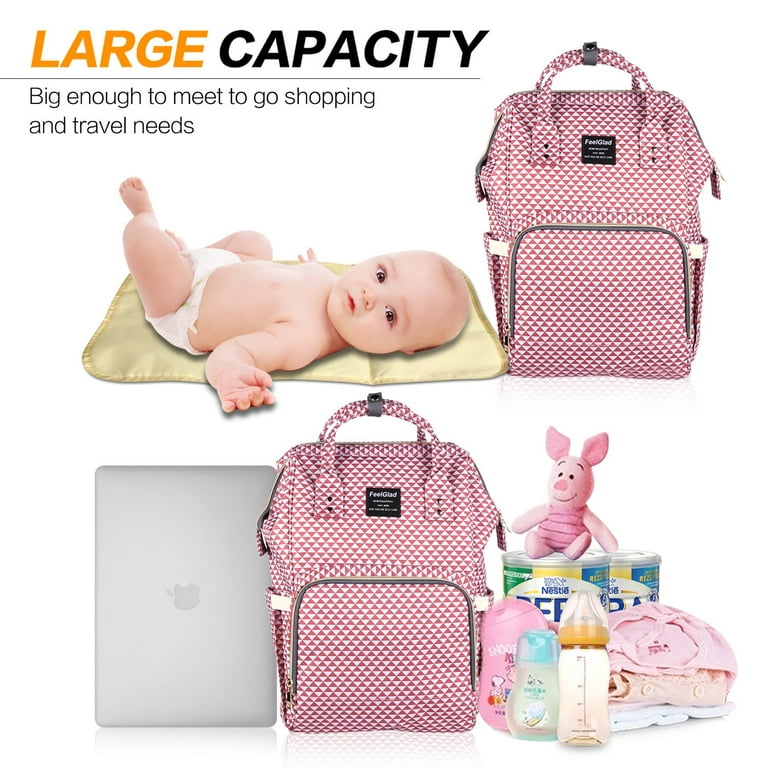 MOMMY BAG BIG PINK FUNCTIONAL LARGE BABY DIAPER TRAVEL BAG FOR BABY CARE NEW